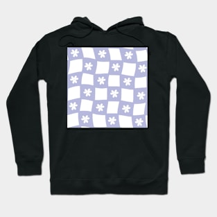 Large Floral Checker Board - pastel lilac purple Hoodie